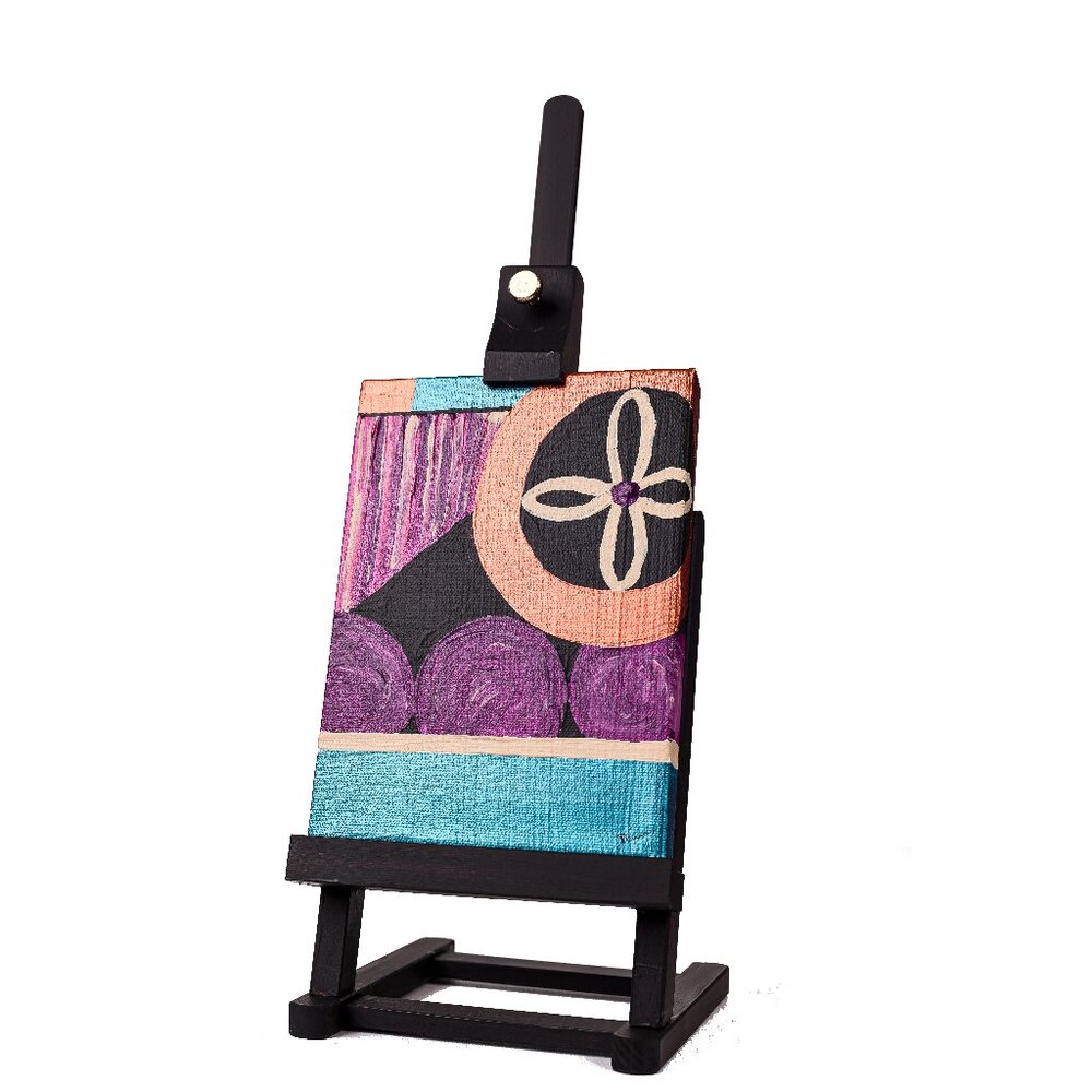 Original Acrylic Painting w/Easel "Objectivity I" by Dawn M. Wayand Desk Art